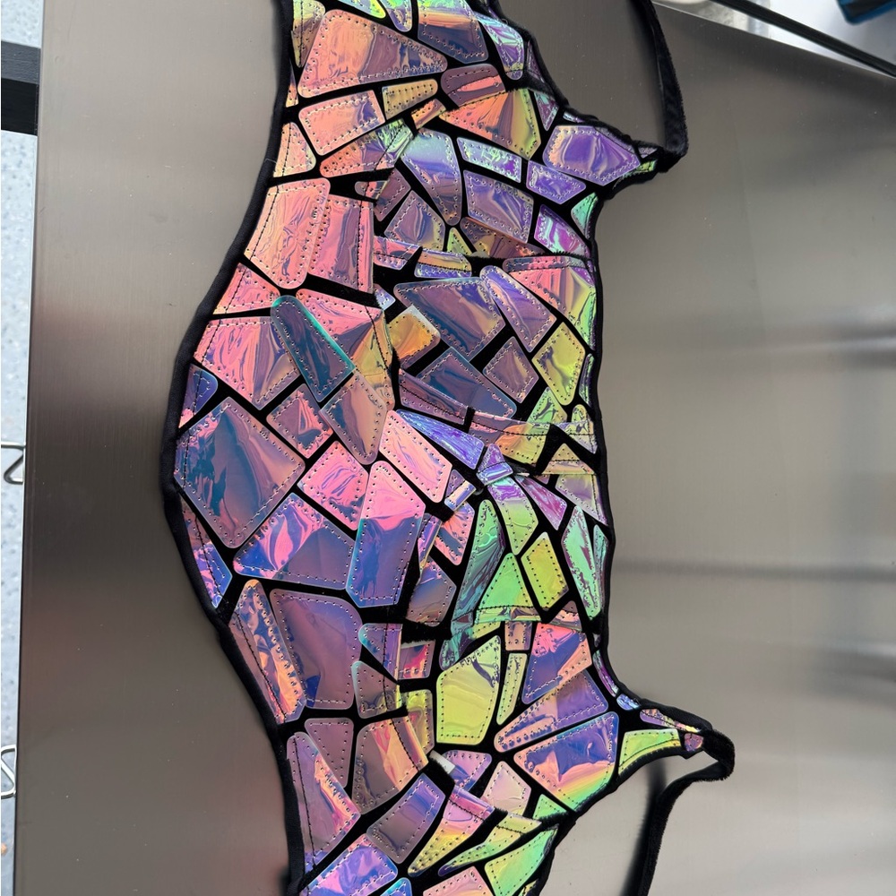 Abstract Mosaic bra / top with Iridescent colors
